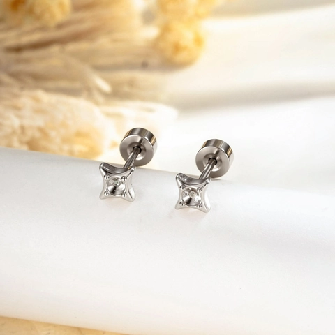 Ster Kraakbeen Stud Oorbel Titanium Staal Koper Schroefsluiting Plat Minimalistisch Piercing Sieraden