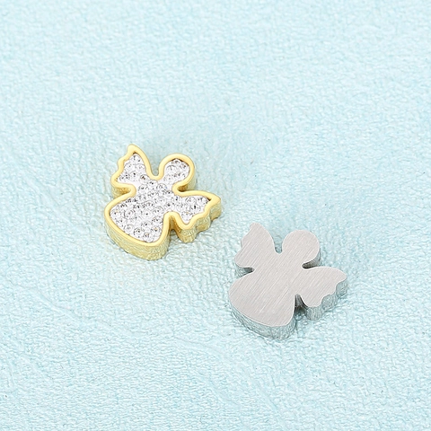 Colgante De Ángel De Acero Inoxidable Con Diamantes De Imitación DIY Joyería Accesorio Moda Estilo Coreano Mujeres