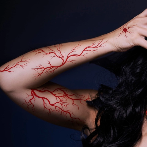 Tatuaggi Temporanei Halloween Impermeabili Realistici Vasi Sanguigni Cicatrici Orrore Trucco Del Corpo Cosplay Party