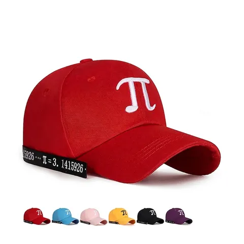 Casquette De Baseball Broderie Symbole Pi Polyester Réglable Chapeau Protection Solaire Hommes Femmes Style Geek