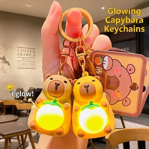 Süßer Capybara Schlüsselanhänger PVC Silikon Leuchtend Anti-Stress Cartoon Tier Taschenanhänger Zubehör Geschenk