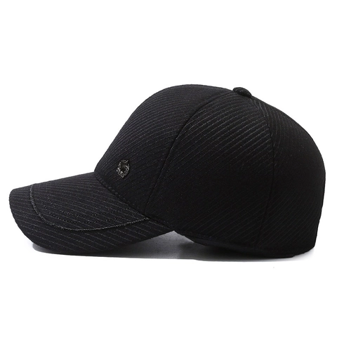 Cappello Da Baseball Invernale Da Uomo Lana Imbottito Caldo Protezione Orecchie Regolabile Stella Distintivo Metallo
