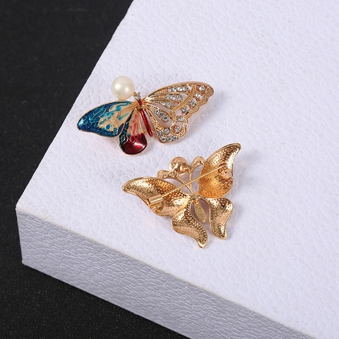 Spilla Animale In Smalto Con Perla Artificial Sintetica E Strass Farfalla Libellula Gatto Uccello Fibbia Per Sciarpa Gioielli Moda Donna