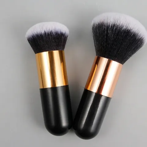 Chubby Foundation Brush Portable Soft Synthetic Fiber Round Flat Top Face Makeup Tool For Powder Blush