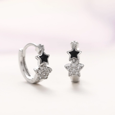 Minimalistische Kupfer Stern Ohrringe Mit Zirkonia Schwarz Emaille Fünfzackiger Stern Ohrringe Für Damen Teenager Mädchen Student Geschenk
