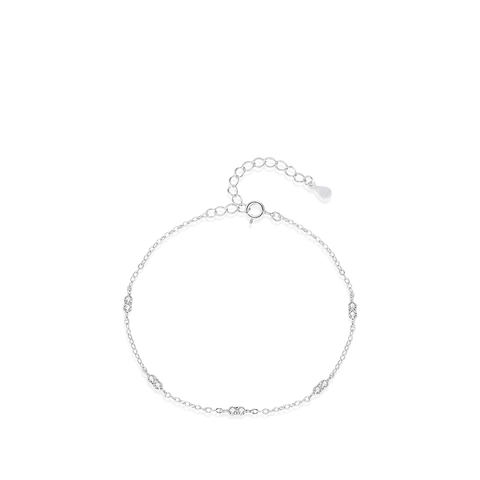925 Sterling Silver Bracelet For Women Adjustable Minimalist Geometric Oval Cubic Zirconia Sparkling Wrist Jewelry