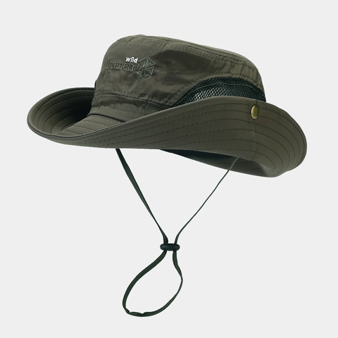 Outdoor Vissershoed Brede Rand Polyester Sneldrogend Mesh Ademend Wandelen Vissen Boonie Zonnehoed Heren Dames