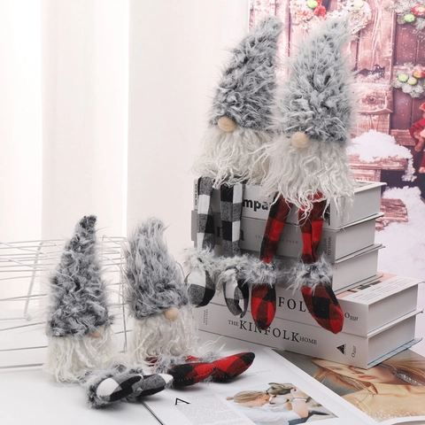 Christmas Plush Gnome Decoration Long Legged Faceless Doll Nordic Desktop Ornament For Holiday Winter Party Home