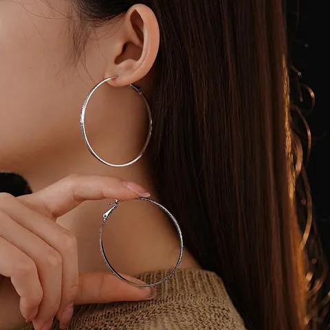 Orecchini A Cerchio Rotondi Martellati Testurizzati Gioielli Chic Da Donna Con 925 Sterling Silver Earring Post