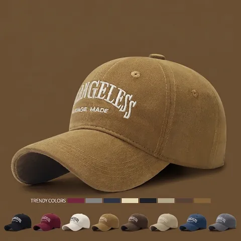 Baseball Cap Cotton Vintage Letter Embroidery Adjustable Sun Hat Retro Sporty Snapback For Women Men