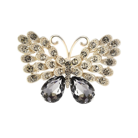 Spilla A Farfalla Vintage In Lega Strass Ali Traforate Con Goccia Di Cristallo Per Vestiti Abiti Accessori