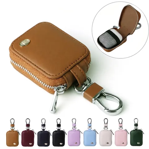 Portable PU Leather Earphone Case Pouch With Metal Hook Zipper Protective Storage Bag Solid Color Wireless Headphone Box