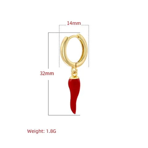 Creative Colorful Enamel Chili Pendant Hoop Earrings Copper Gold Plated Pepper Charm Huggie Earrings For Women Fashion Jewelry