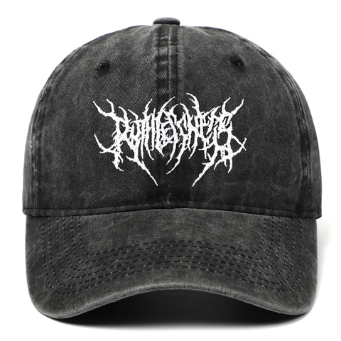 Washed Cotton Baseball Cap Distressed Vintage Gothic Embroidery Adjustable Sun Hat Streetwear Hip Hop For Men And Women