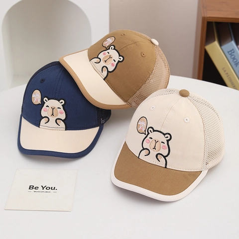 Cappellino Da Baseball Per Bambini Retro In Rete Traspirante Protezione Solare Estate Ricamo Capybara Cartone Animato Regolabile