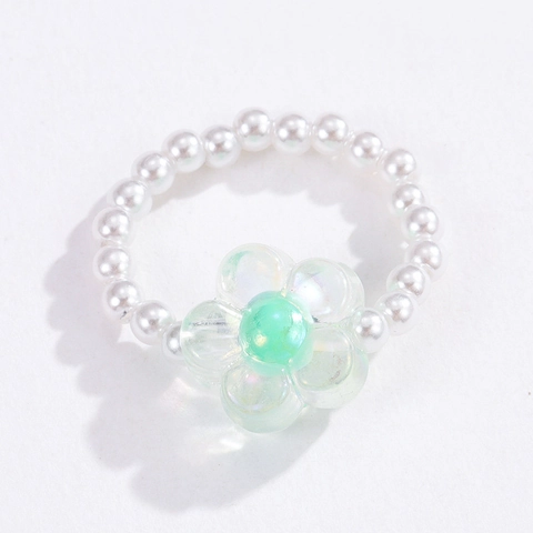 Anelli Di Perline Fatti A Mano Con Künstliche Perle Simulate Fiori Di Vetro Gioielli Elastici Per Dita Da Donna Bohemian Dolce