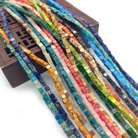Natural Imperial Stone Loose Beads Cube Shape Colorful Gemstone For DIY Jewelry Making Necklaces Bracelets Small Crafting Materials