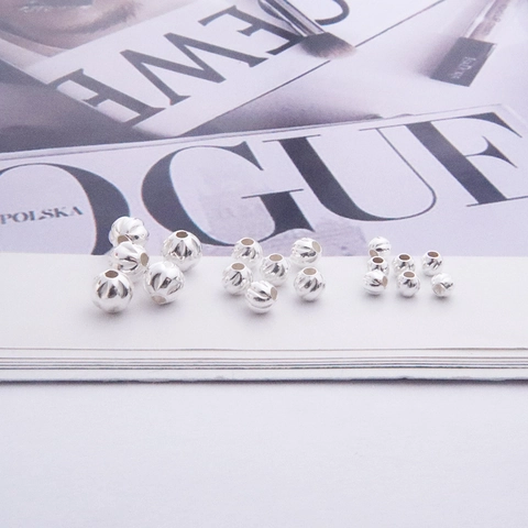 925 Sterling Silber Lose Abstandsperlen Wasserwellen Gestreiftes Muster Rund Für DIY Schmuckherstellung Halsketten Armbänder