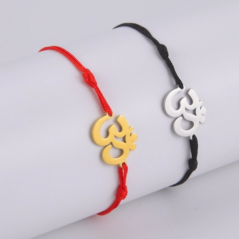 Om Symbol Anhänger Armband Edelstahl Box Kette Gewebtes Seil Verstellbar Yoga Meditation Schmuck Für Damen Herren