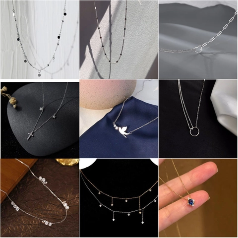 Collana in Rame Minimalista per Donna Semplice Disco Perline Catena a Clavicola Collana con Pendente Geometrico Strass Gioielli Regalo