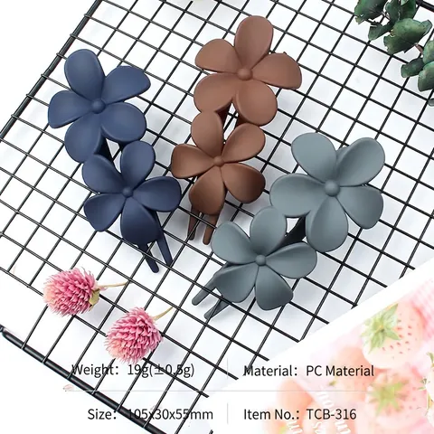 Women Double Flower Hair Clips Vintage Matte Resin Barrettes Elegant Side Hair Accessories For Thick Thin Hair Styling