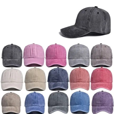 Vintage Washed Cotton Baseball Cap Plain Solid Color Adjustable Sun Protection Outdoor Retro Soft Top Hat Men Women