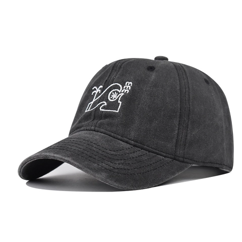 Washed Distressed Cotton Baseball Cap For Men Women Retro Embroidery Coconut Tree Wave Patterns Adjustable Outdoor Hat