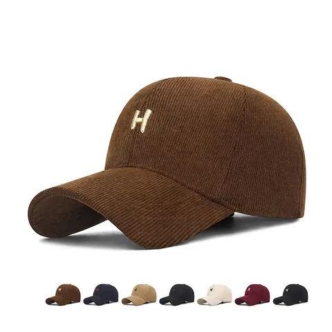 Cappello Da Baseball In Velluto A Coste Foderato In Pile Caldo Inverno Ricamo Lettera H Vintage Regolabile Unisex