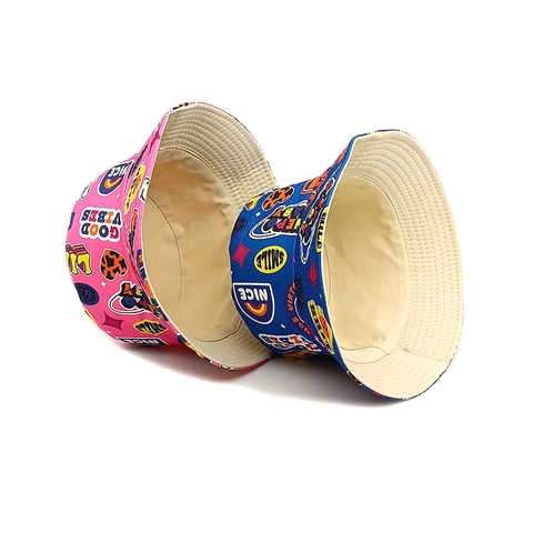 Kinderen Zonnehoed Omkeerbaar Zonnebescherming Graffiti Print Pop Art Sticker Stijl Polyester Voor Jongens Meisjes