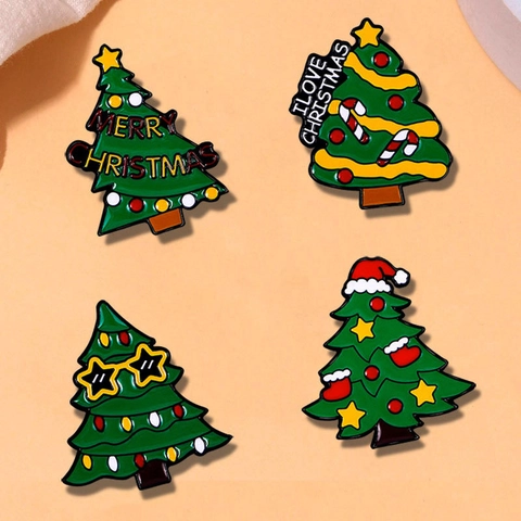 Weihnachtsbaum Emaille Brosche Legierung Pins Festliche Feiertag Rucksack Kleidung Deko Neuheit Schmuck Für Damen