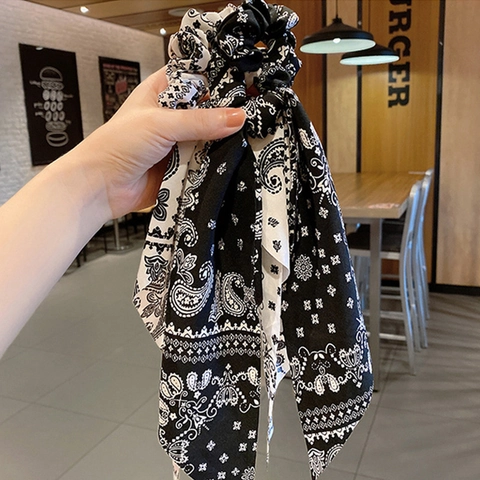 Scrunchie Con Nastro Paisley Floreale Elastici Per Capelli Nastro Bohemien Elastico Tessuto Corda Per Capelli Donne Vintage