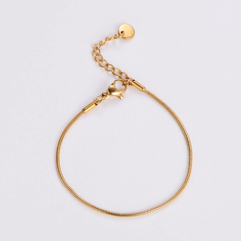 Pulsera De Cadena De Serpiente Minimalista Para Mujer De Acero Inoxidable Joyería Pulida Elegante Colgante Redondo Ajustable