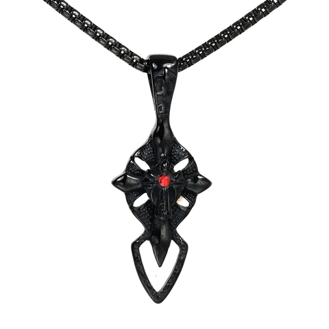 Colgante Cruz Gótica de Acero Inoxidable Hecho a Mano Con Strass Rojo Estilo Punk Vintage Colgante Solo Sin Cadena Joyería