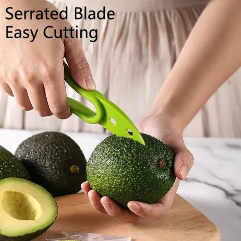 Avocado Slicer Cutter Pitter PP Plastic Multifunctional Kitchen Tool Green Serrated Blade Ergonomic Handle