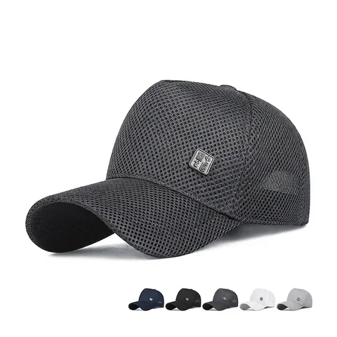 Berretto Da Baseball In Mesh Traspirante Protezione Solare Sport All'aperto Cappello Regolabile Con Decorazione In Metallo