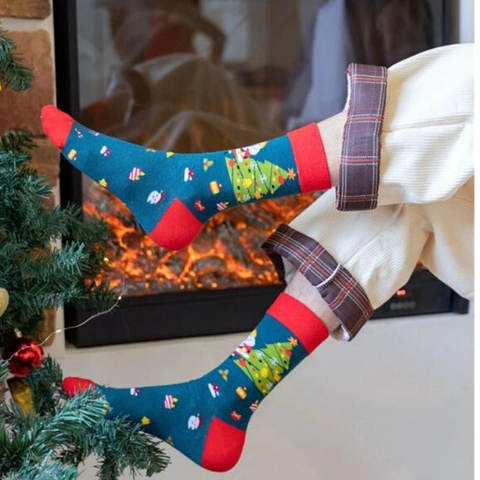 Christmas Socks Cotton Cartoon Santa Claus Reindeer Snowman Pattern Breathable Holiday Crew Socks Soft For Men Women