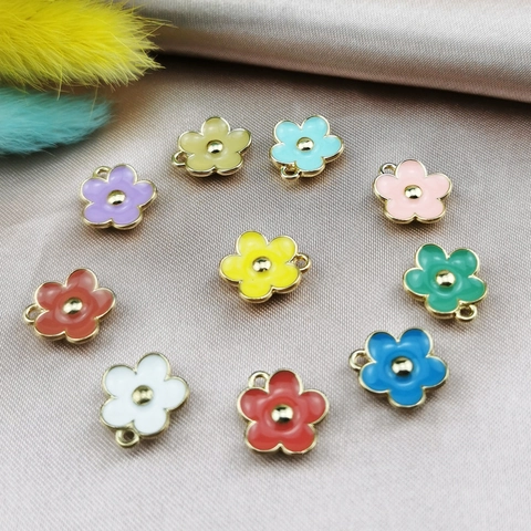 Blumenform Charms Emaille Legierung Mehrfarbige Anhänger Für DIY Schmuckherstellung Ohrringe Halsketten Zubehör