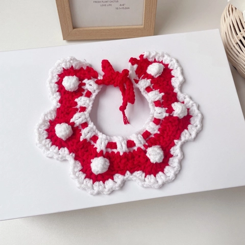 Pet Christmas Bib Scarf Hand Knitted Milk Cotton Reindeer Star Bowknot Adjustable Holiday Costume For Cat Small Dog
