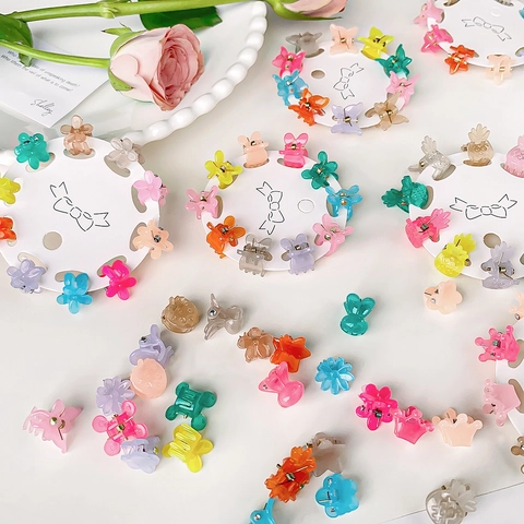 Mini Mollette Per Capelli Plastica Colore Gelatina Carino Cartone Animato Farfalla Stella Fiore Forme Bambini Ragazze Accessori Capelli