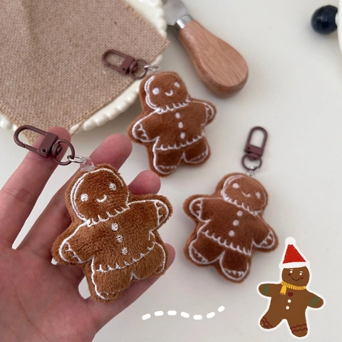 Schattige Peperkoekman Pluche Sleutelhanger Zachte Geborduurde Kerstpop Tas Bedel Hanger Cadeau Voor Kinderen Vrienden