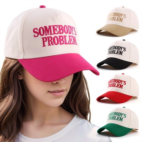 Gorra Béisbol Algodón Poliéster Bordado Ajustable Color Contraste Sombrero Solar Retro Streetwear