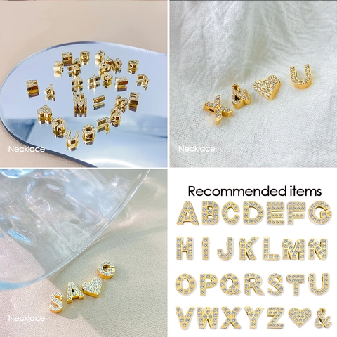 Stainless Steel Zirconia Letter Pendants A-Z Heart Symbol DIY Jewelry Findings For Necklace Bracelet Making Gold Silver