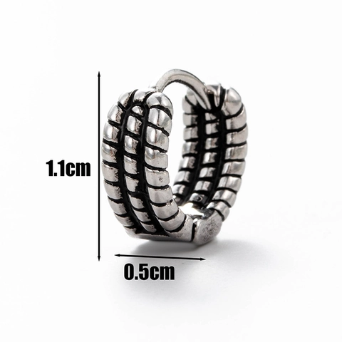 Stainless Steel Men Hoop Earring Punk Skull Letter Pattern Retro Gothic Hip Hop Rock Jewelry For Unisex