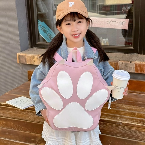 Zaino Per Bambini Zampa Di Gatto 3D In Nylon Cartone Animato Forma Di Animale Borsa Da Scuola Per Bambini Piccoli