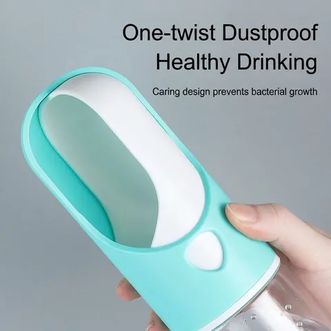Portable Pet Water Bottle Leak Proof Dog Travel Dispenser One Hand Operation Rabbit Ear Design Plastic For Outdoor Walking