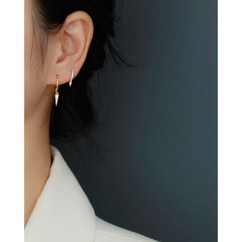 925 Sterling Silber Spike Huggie Hoop Ohrringe Pave Zirkonia Punk Nietentropfen Für Frauen Minimalistischer Schmuck