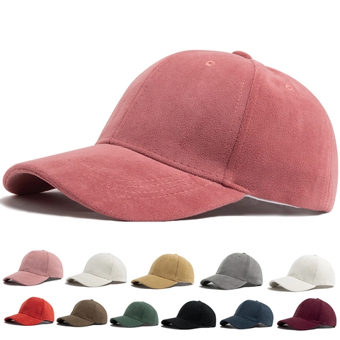 Gorra De Béisbol Para Mujeres Hombres Color Sólido Algodón Cepillado Tela De Gamuza Hebilla Ajustable Exterior Otoño Invierno Sombrero