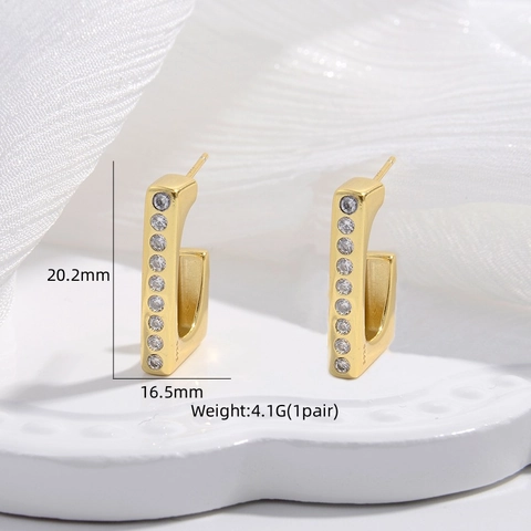 925 Sterling Silver U-Shape Geometric Stud Earrings Luxury Zirconia Inlaid Irregular Letter Earrings Jewelry For Women