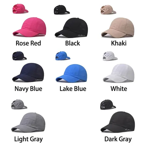 Ponytail Baseball Cap Women Criss Cross High Bun Cotton Mesh Breathable Quick Dry Outdoor Sun Hat