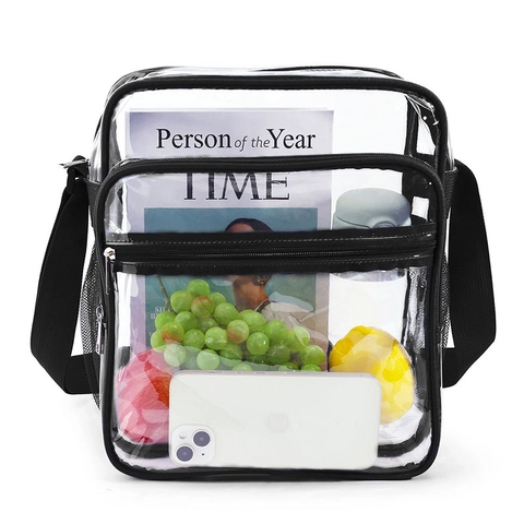 Heren Transparante PVC Crossbodytas Grote Capaciteit Messenger Bag Stadion Goedgekeurd Concert Reizen Waterdicht Voor Heren